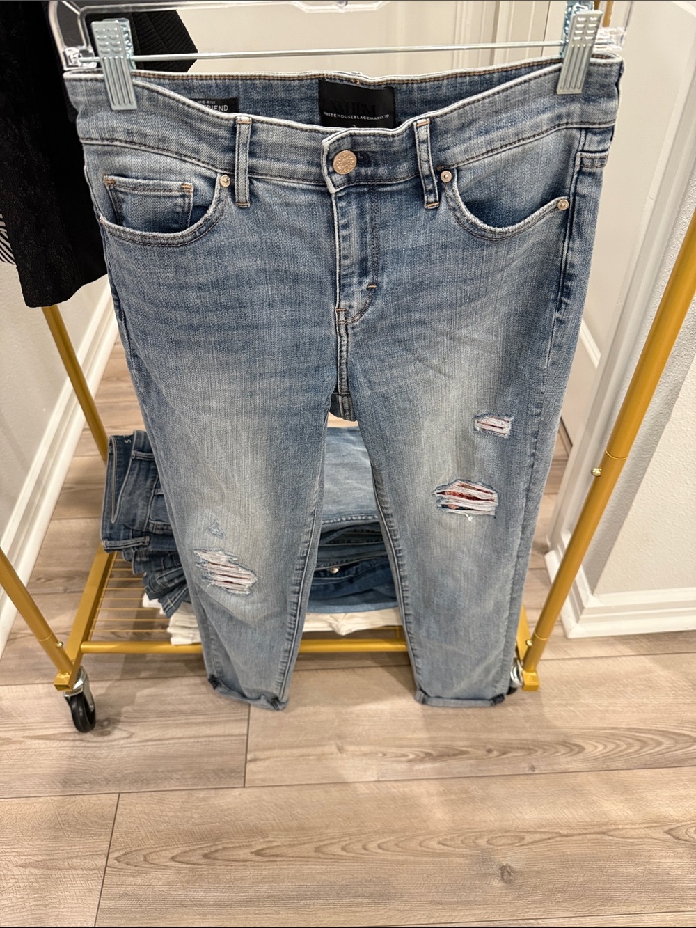 White House Black Market Light Blue Distressed Boyfriend Jeans